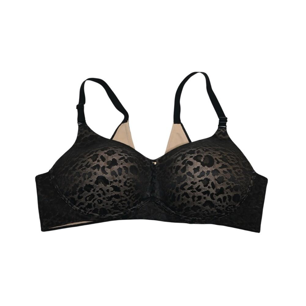 Cacique 38C Lightly Lined Full Coverage No Wire Black Lace Bra
